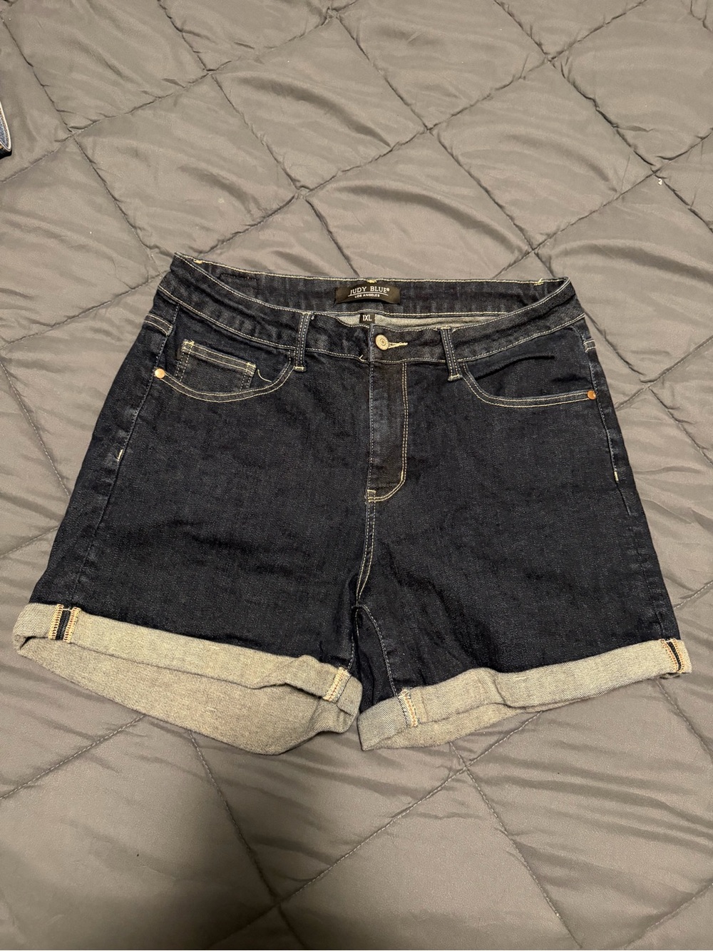 Judy Blue Dark Wash Roll-Cuff Denim Shorts